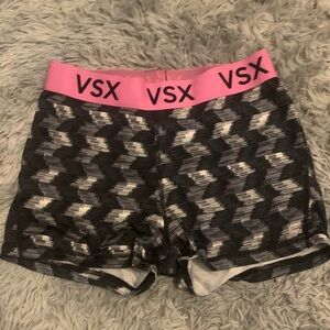 Victoria Secret Women's Black and Pink Patterned Shorts